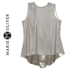 Marie Oliver 100% Silk High Neck Tank Top Classic Quiet Luxury Neutral